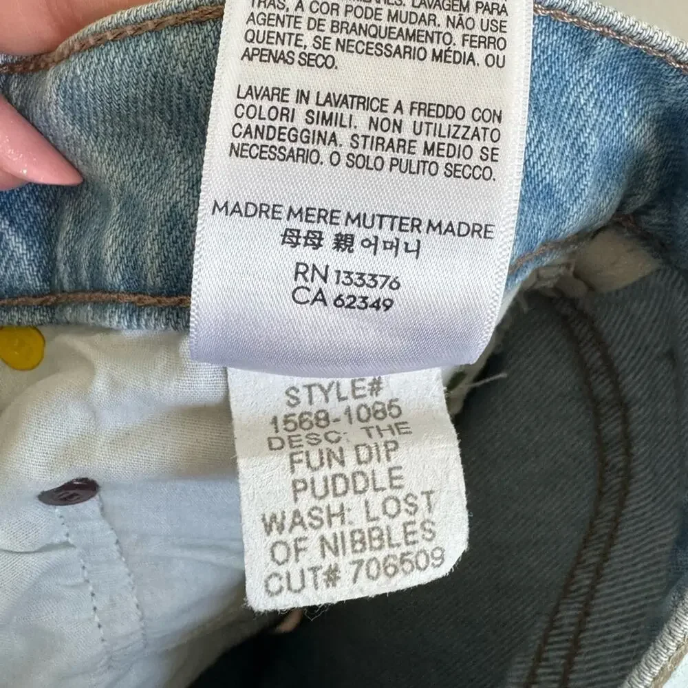MOTHER SNACKS! The Fun Dip Puddle Wide Leg Jeans in Lots of Nibbles Size 26